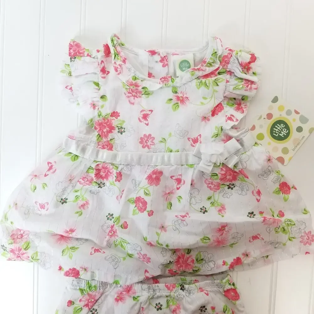 Little Me 12M Dress Bloomer Set Pink Floral